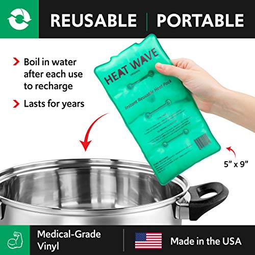 Made in USA: Heat Wave Instant Reusable Heat Packs – Medium (5x9”), Reusable Heat Pack for Muscle Aches, Back Pain, Pain Relief, Click Heat - Thumbnail 7