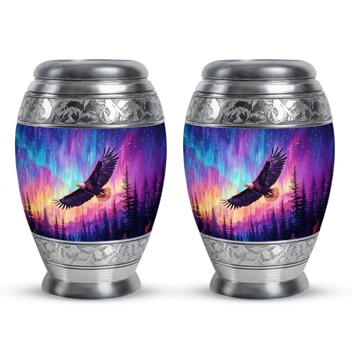Image of Eagle Urn - Small Funeral Urn for Ashes Adult Male & Female - Cremation Urns for Men - Little Burial Urns - 3 Inch Set of 2
