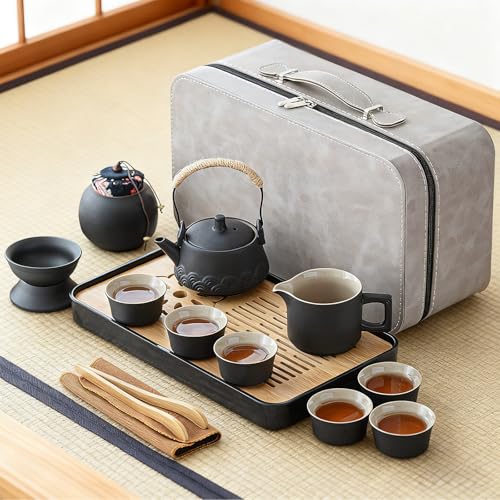 Chinese Tea Set 14 Pcs Ceramic Japanese Gongfu Tea Set with 230ml Teapot