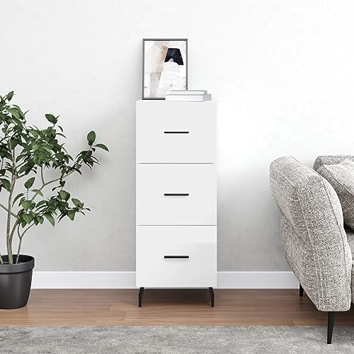 Lalfkkii Aparador moderno tipo buffet para entrada, decoración de interiores, armario portaobjetos para salón, dormitorio u oficina, diseño sencillo y práctico, blanco brillante, 34,5 x 34 x 90 cm