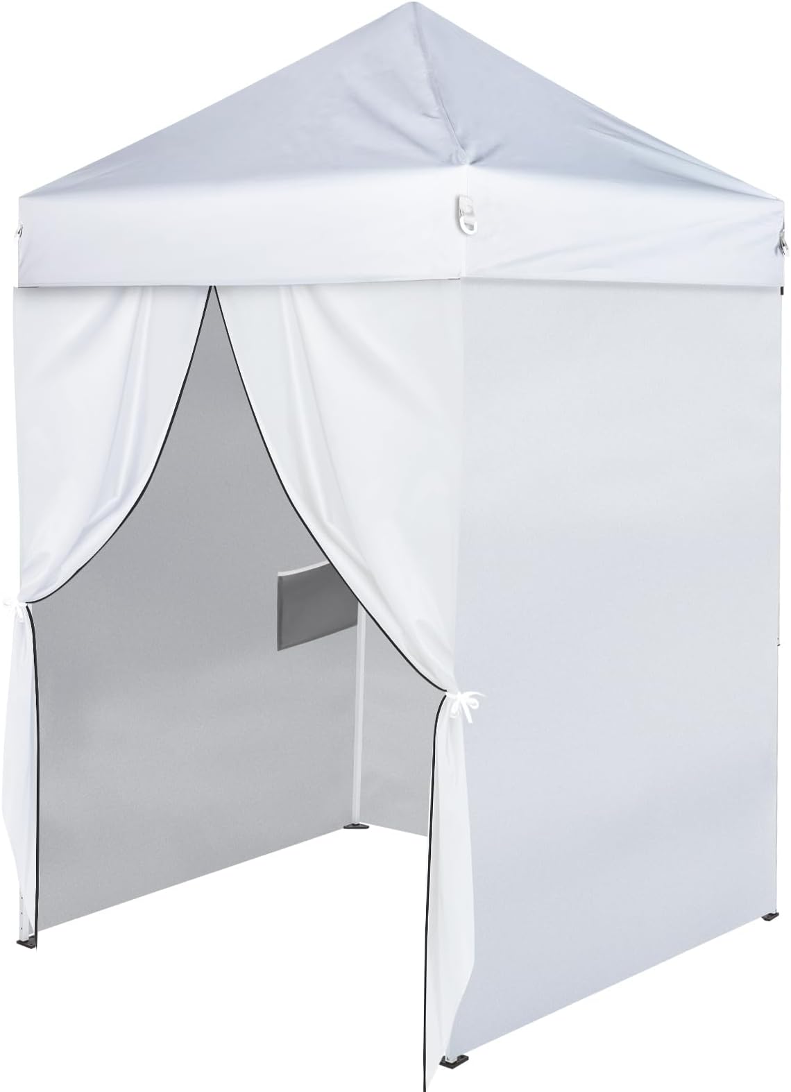 Vasitelan 5x5 Instant Canopy Tent with 4-Side Wall Panels,Pop up Portable Canopy Tent with Carry Bag, Light Weight Sun Shelter for Sports, Camping and Beach (White)
