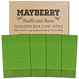 Extra Long (36 Inches) Exfoliating Bath Cloth/Towel (4 Pack) Nylon Bath Cloth/Towel, Stitching on Al