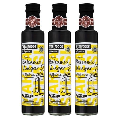 Image of Realfoods by Organico | Oak-Aged Balsamic Vinegar di Modena – Organic Heritage from the Heart of Italy, 250ml (Pack of 3)