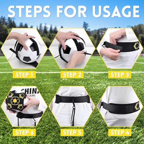 Vulevirtue Kick Trainer Solo mit 10 Kegeln, Trainingsgürtel, Fußball, Kick Train, für Kinder und Erwachsene, geeignet für Bälle Größe 3, 4, 5
