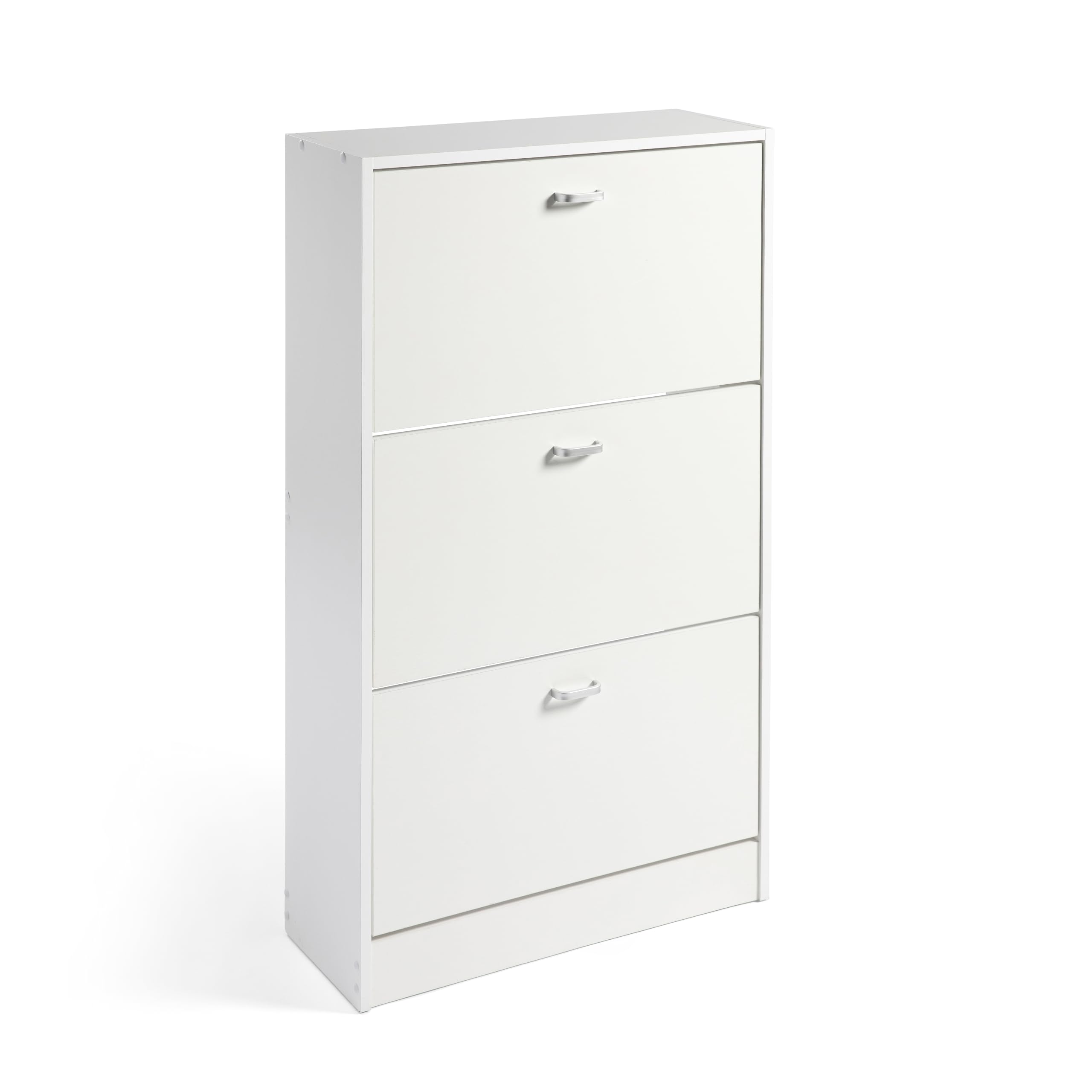 DUPI Mueble Zapatero Madera | 3 Puertas Oscilobatientes | 6 Baldas para 28 Zapatos | Diseño Minimalista | Zapatero Entrada (Blanco)