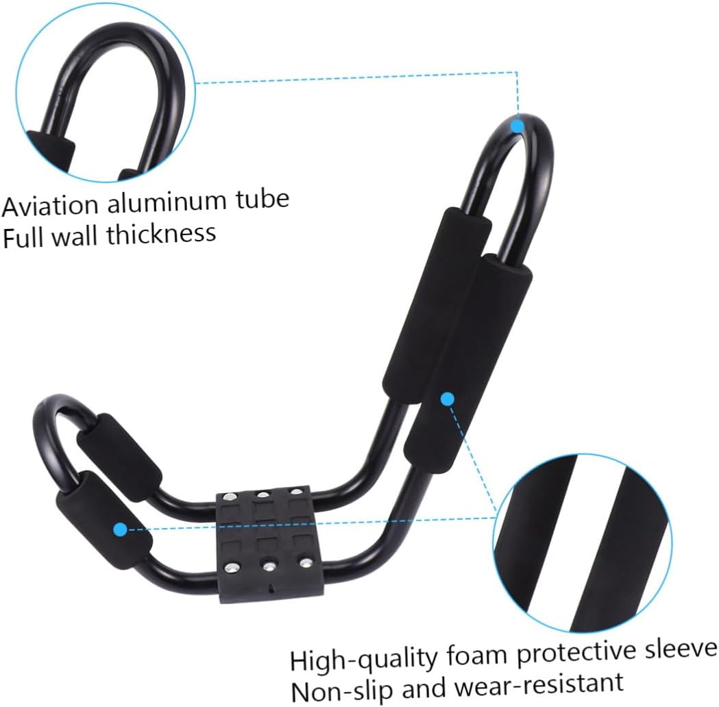 Zerodeko Detachable Car Roof Rack for Kayak and Canoe 2pcs Set, Black Aluminum Canoe Roof Frame Luggage Carrier for Outdoor Water Sports and Travel