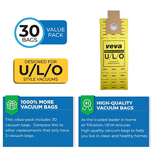 VEVA 30 Pack Premium SuperVac Vacuum Bags Type U/L/O Microlined compatible with Kenmore Sears Upright vacuum cleaners replacement Style U, L, O, 5068, 50688, 50690, 50105 bags