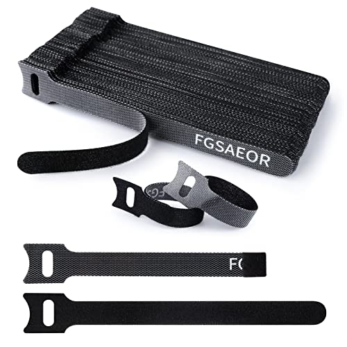 Cable Ties Reusable, Fgsaeor Cable Organizer Black Cord Straps, Fastening Hook Loop Wire Management Zip Ties And Adjustable Wrap Cord For Home Office Organization And Storage (6-Inch, 60Pack) #TOP28