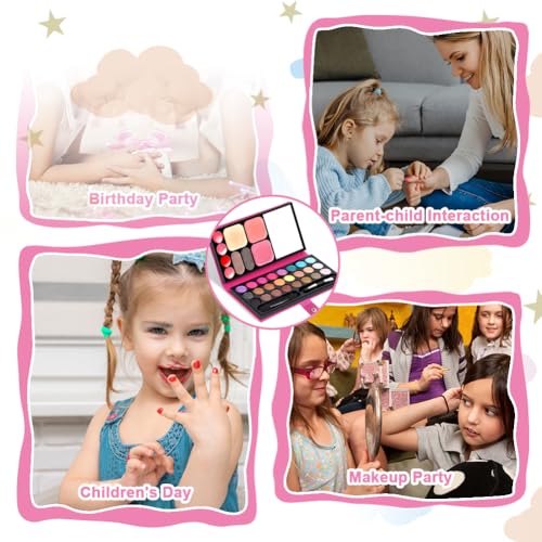 Aomig Kinderschminke Set, 12 Stück Waschbar Kosmetisch für Kinder, Sicher Ungiftig Kinder Schminkset Mädchen, Make up Spielzeug, Halloween Weihnachts Geburtstags Geschenke für Mädchen 5-12 Jahre
