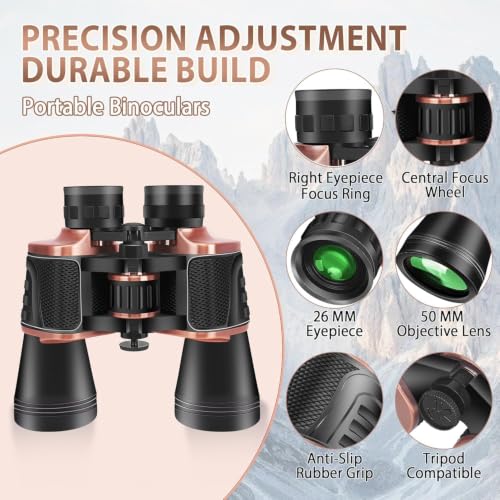 Image of Tobo 22x50 HD Binoculars for Adults & Kids, Waterproof Compact Binoculars for Bird Watching, Hiking, Camping, Concerts, Travel & Sports - Great Gift TD-1634IM