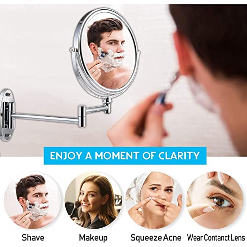 Miroir de maquillage mural double face en verre haut de gamme avec zoom rétractable