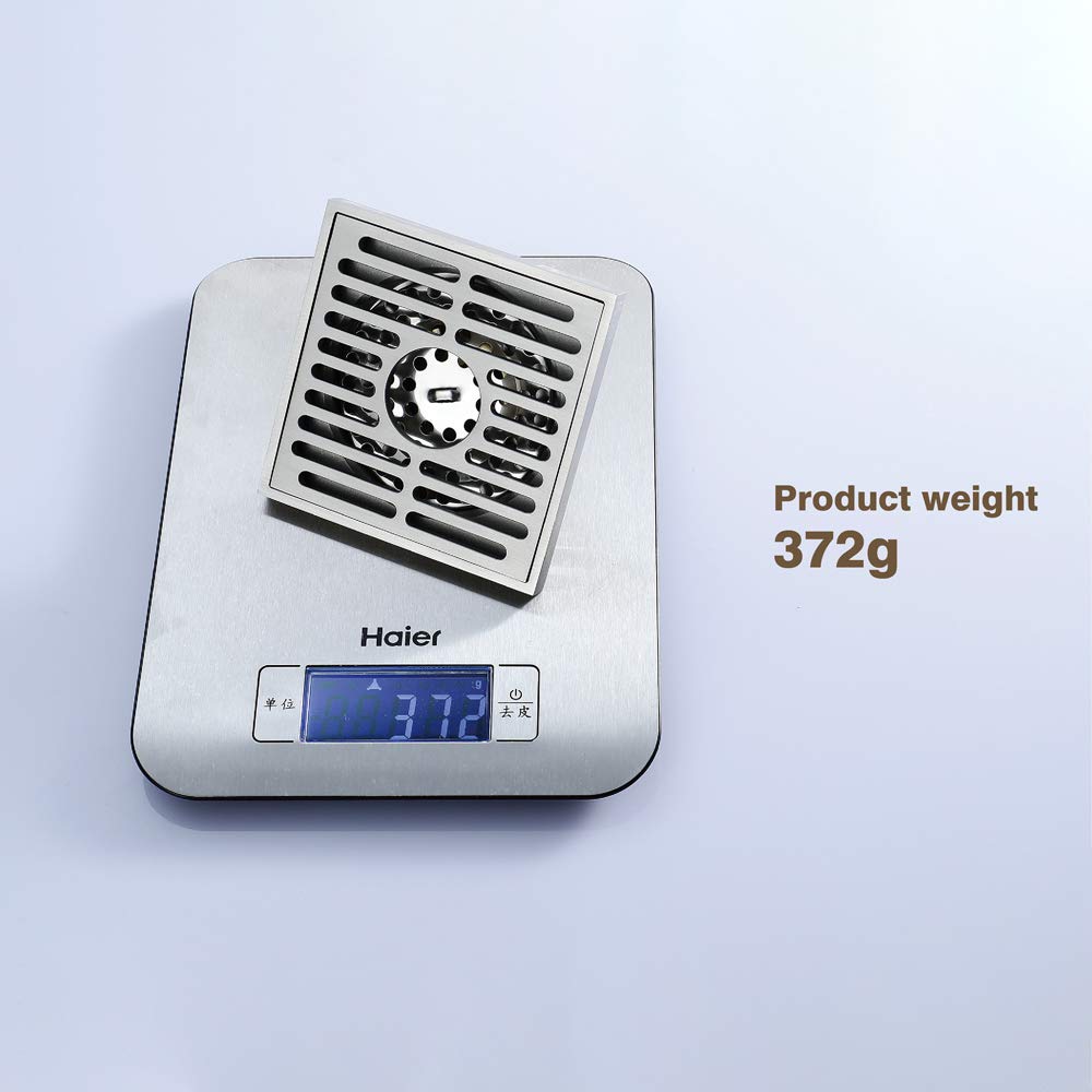 Desagües 10 * 10 cm Latón Macizo Cromo Plata Ducha Drenaje Baño Cubierta Cuadrada Anti