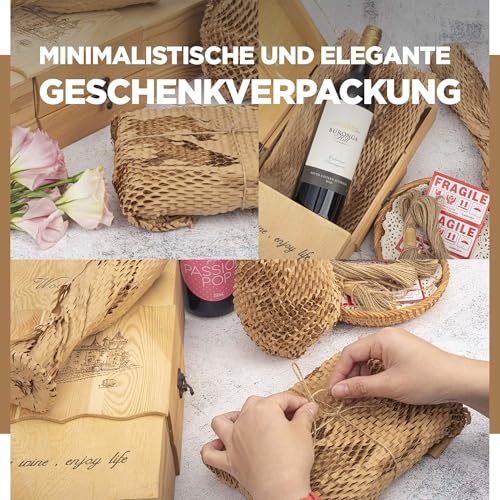 OIKOSZ Bienennest Verpackungspapier - Nachhaltige Alternative für Umzug/Versand/Verpackung - recyceltes, umweltfreundliches Kraftpapier, braun, 38 cm x 50 m