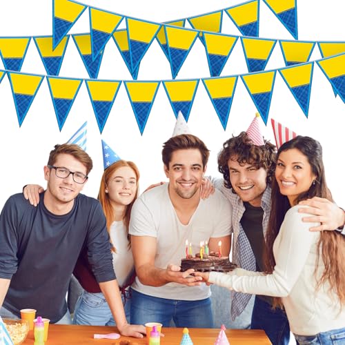 Image of Tiamon 5 Pcs Yellow Cartoon Birthday Party Decoration Triangle 49.2 ft | Yellow Banana Triangle 49.2 ft Flag Pennant Banner Garland Streamer for Birthday Baby Shower Cartoon Themed Party Supply