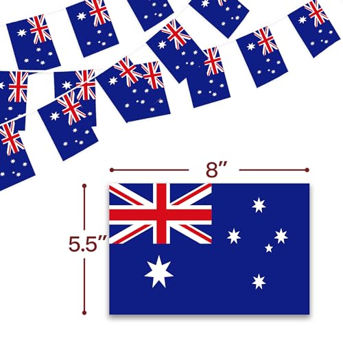 Image of Anley Australia String Flag Pennant Flags, Patriotic Events 26th of January Australia Day Australian National Day Decoration Sports Bars - 33 Feet 38 Flags