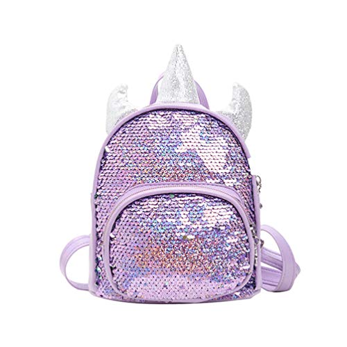 VALICLUD Mochila de Brillo Brillante de Unicornio Lentejuela Reversible Pequeña de Arco