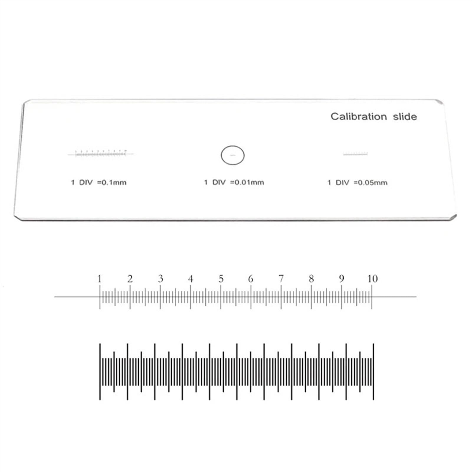 Règle d'échelle 0.1 0.05 0.01mm lames d'étalonnage de micromètre de scène avec 3 échelles de mesure for verre optique de Microscope