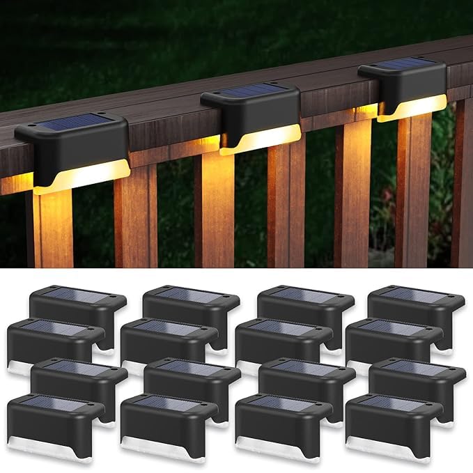 Zayokity Solar Step Deck Fence Lights, Outdoor Waterproof Led, 1.77x3.14x1.73in, Black, Warm White, 4 Pcs, Path, Light, for Patio, Stairs, Garden Pathway, Step and Fences (Black)-image-42