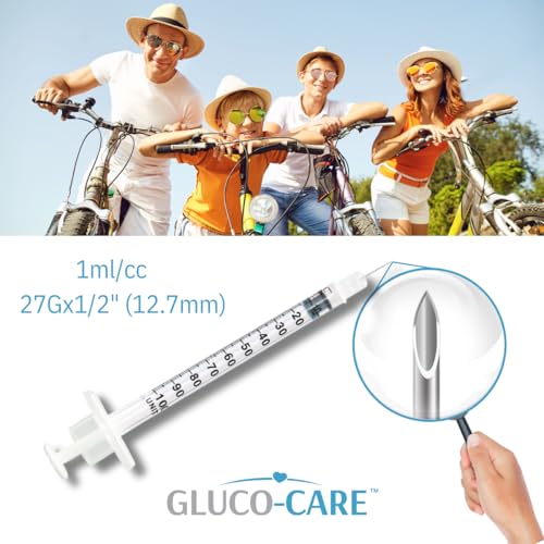 Image of GLUCO-CARE 1 ml /cc Syringes 27G x 1 /2'' (12.7mm), Orange Cap, 100 /box