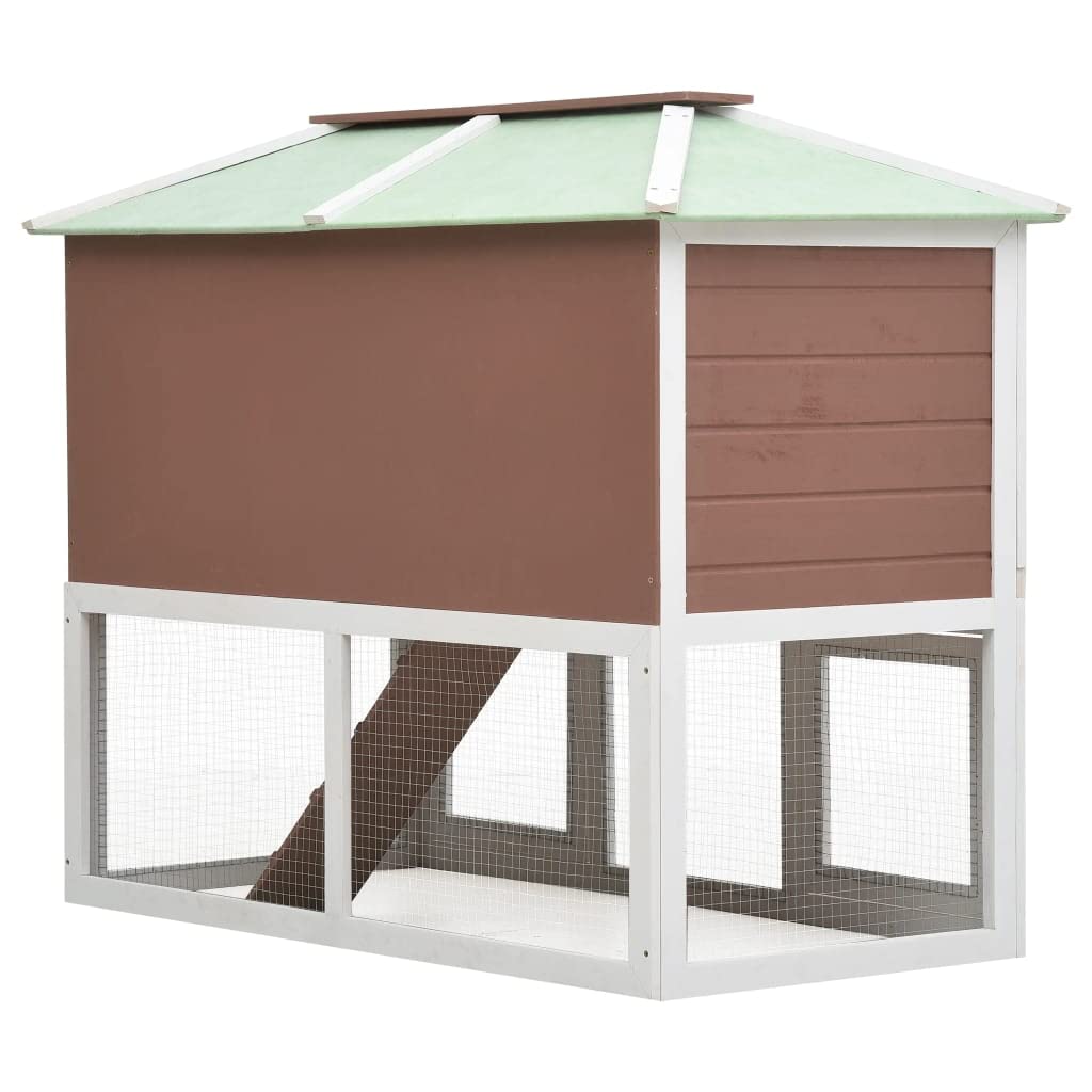 HOMIUSE Conejera para animales pequeños, 2 pisos, marrón, madera, conejillo de indias, accesorios para conejillos de indias, jaulas para exteriores, fiesta de invierno, jaula, jaula, madera marrón y