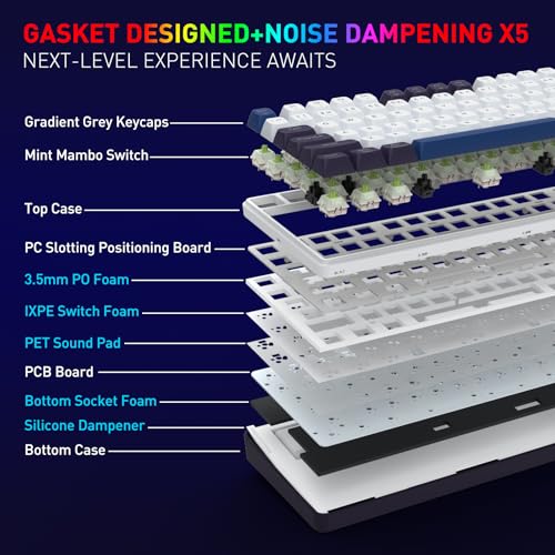 Image of Redragon K744 PRO 99 Keys Wireless Gasket RGB Gaming Keyboard, 3-Mode Mechanical Keyboard w /Hot-Swap Socket, Round PBT Keycaps & 5-Layer Noise Dampening, Custom Linear Switch