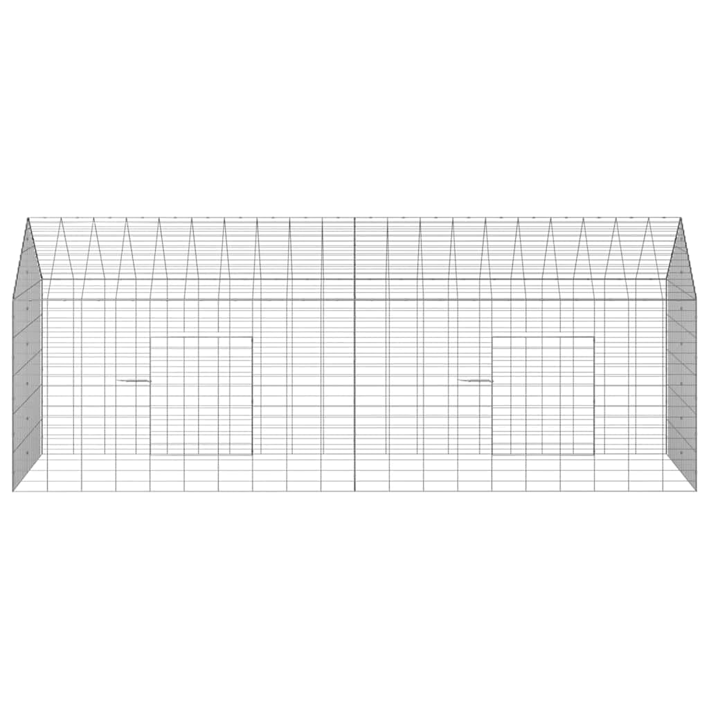 Hasenkäfig Silber 200 x 78 x 78 cm verzinkter Stahl Freigehege für Kaninchen und Kleintiere - Großer Kleintierkäfig und Hasenstall wetterfest für Garten und Terrasse