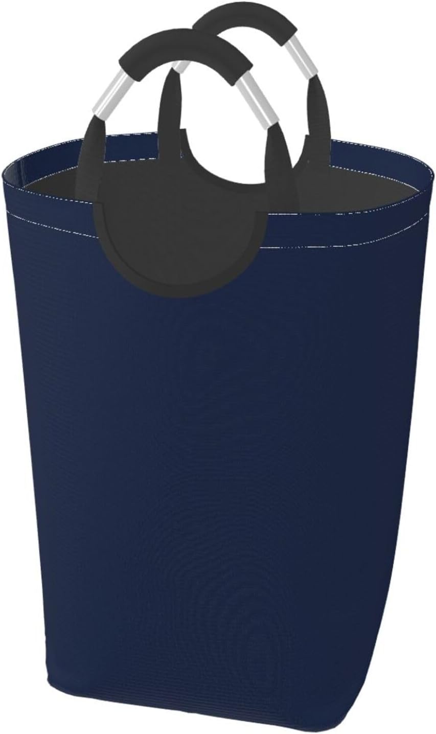 Large Laundry Basket, Navy Blue White Modern Laundry Hamper Bag Collapsible Washing Bin With Handles for College Dorm, Family Essentials Storage