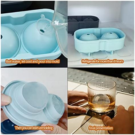 2 Cavity Round Ice Cube DIY Whiskey Ice Ball Silicone Ice Making Tools Tray for Kids and Adults