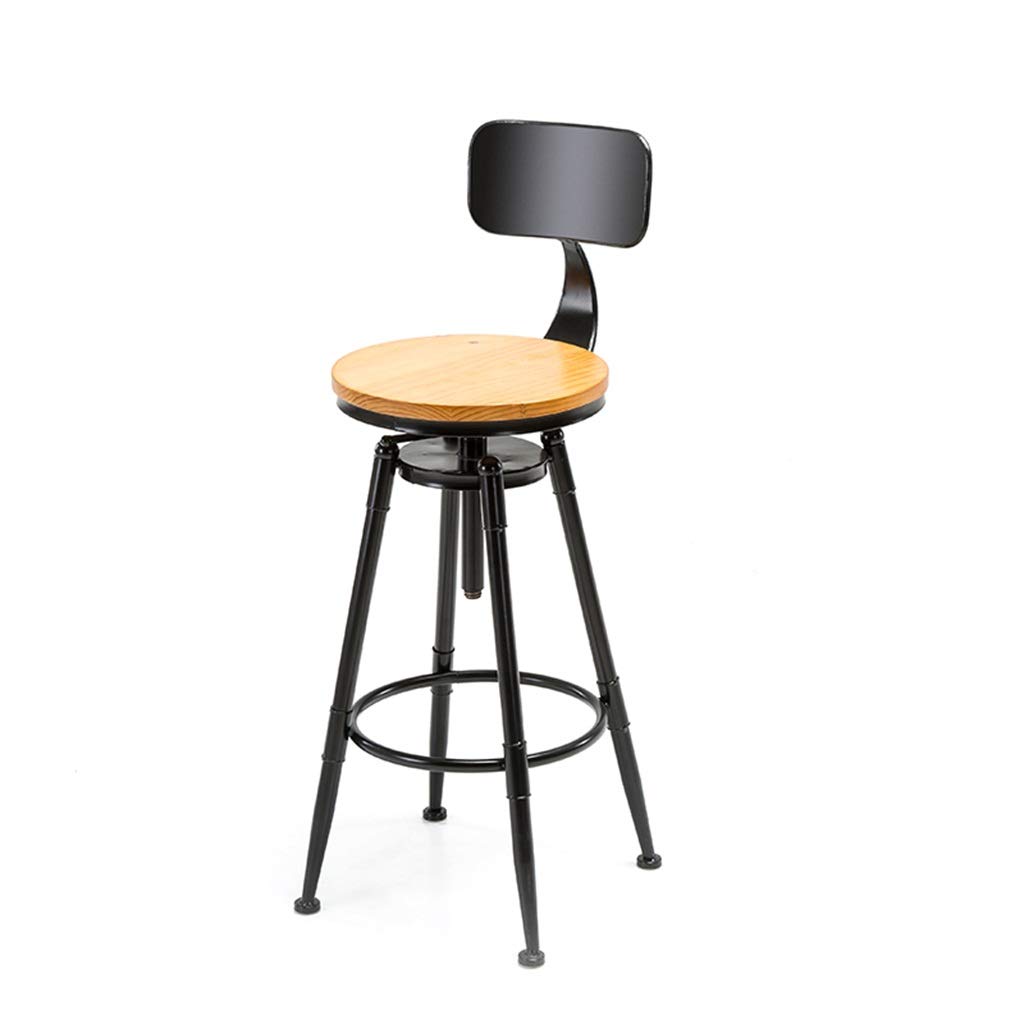 Tabouret de bar industriel en bois réglable et pivotant pour cuisine