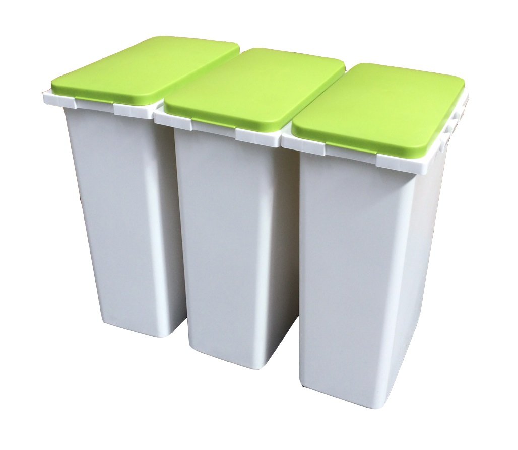 3 x 30 Litre Interlocking Waste/Recycle/Laundry Sorting Plastic Bins
