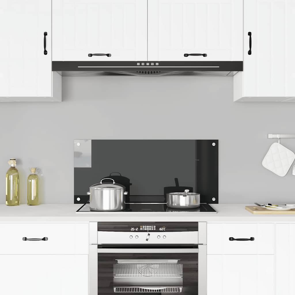 Generico Paraschizzi per Cucina Nero 90x40 cm in Vetro Temperato,Strumenti e Utensili Cucina