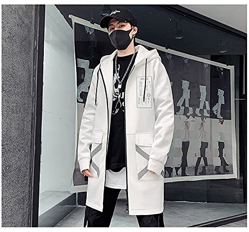 Image of Autumn and Winter Men's Hooded Print Harajuku Windbreaker Coat Men's Casual Jacket Hip-hop Street Style