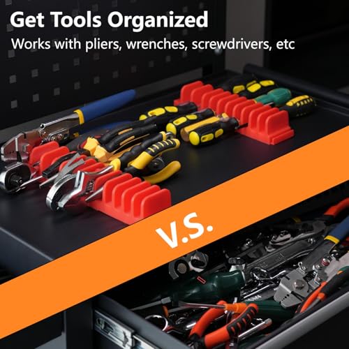 Image of DEHOYI 24 pcs Modular Magnetic Plier Organizers for tool boxes | Modular Plier holder for Mechanics, Technicians & DIY Toolboxes | Space-Saving & Quick-Access (Red)
