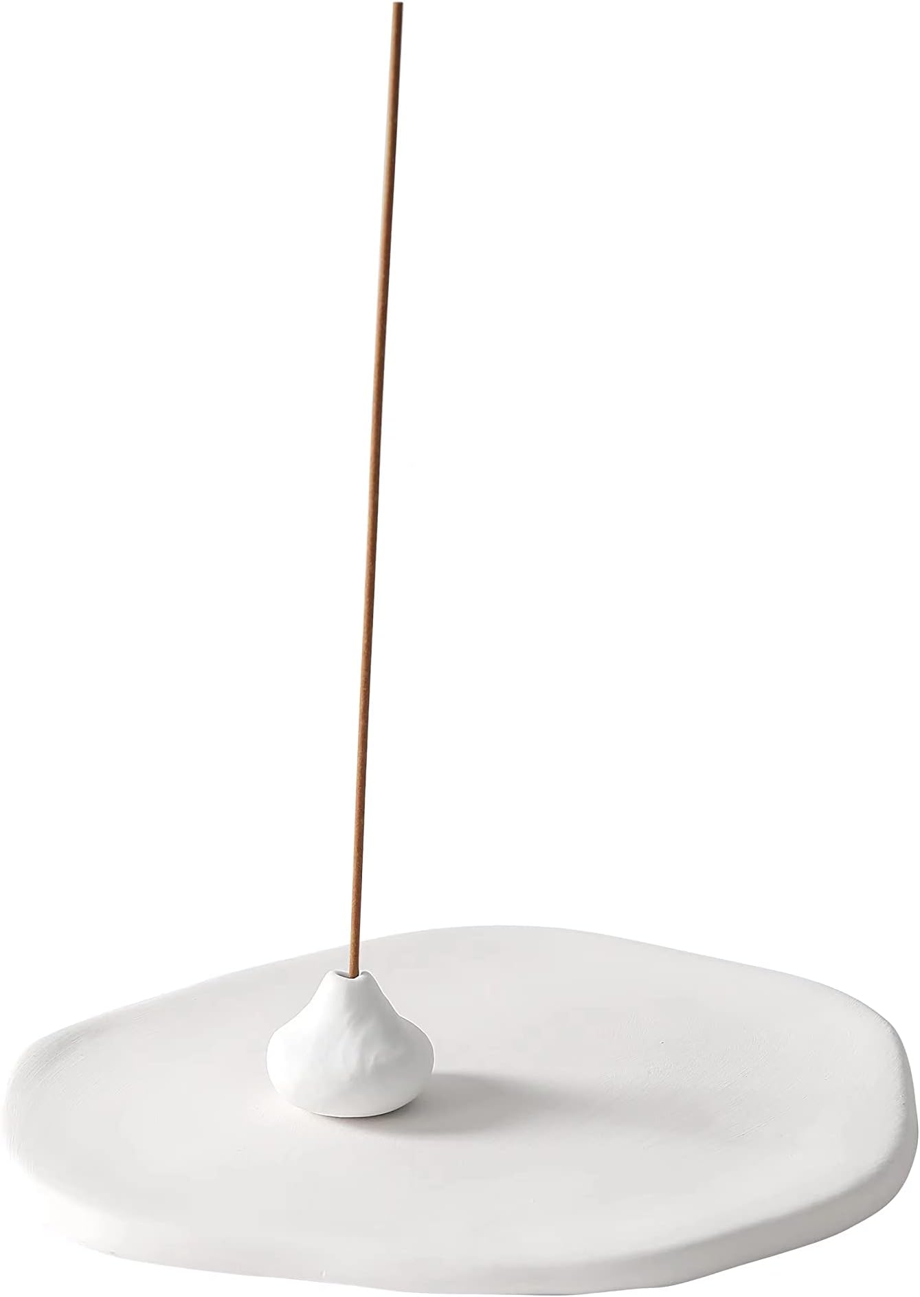 Handmade Incense Holder Irregula Plain Ceramic Stick Incense Holders Pomelo Pumpkin Incense Burner for Home Decor Yoga Meditation Zen (Pomelo White)