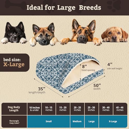Image of Snoozer Rectangle Cozy Cave Dog Bed, Hooded Dog Bed, Ramey Oxford (XL)