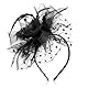 Sibba Damen Fascinator Hut Blume für Damen Mädchen, Damen Mesh Federn Stirnband Tea Party Clip Kopfschmuck Haar Ascot Stirnband Zubehör für Party Kirche Hochzeit Cocktail, Schwarz