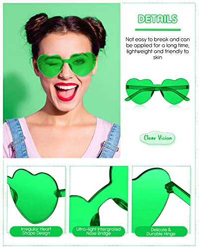 CHENGU 12 Pairs Summer Pool Party Favor Colorful Heart Rimless Sunglasses for Women Trendy Sunglasses4