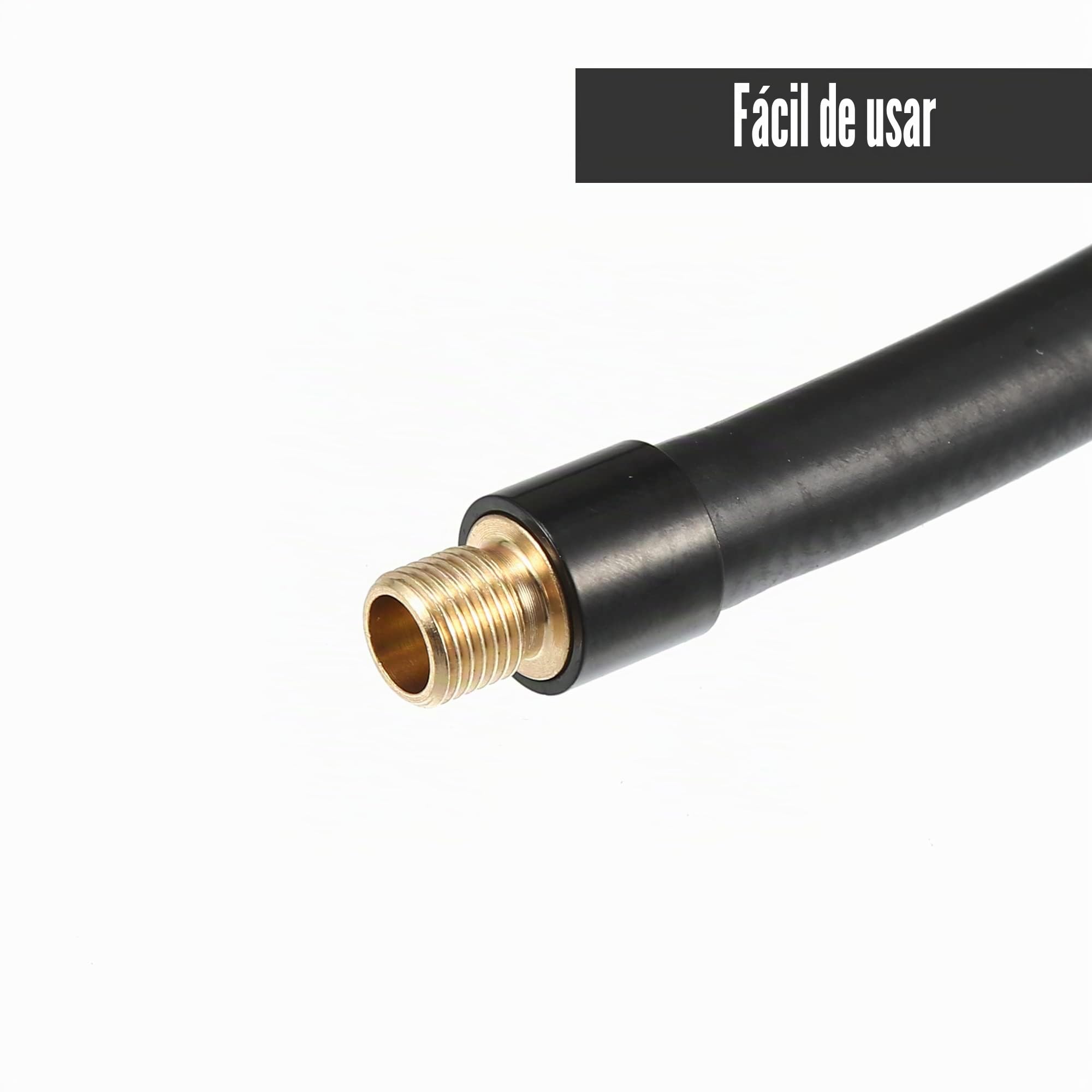 QUARKZMAN Adaptador De Manguera para Inflar Neumáticos 1Pc Conexión Rápida | Negro, Cobre Y Caucho, Longitud 1M, Rosca M8X0.8, Para Bicicleta, Conexión Rápida, Sin Fugas, Válvula Estándar