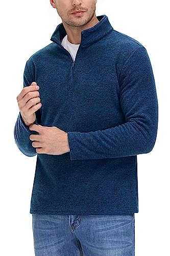 TACVASEN Mens Quarter Zip Sweatshirt Long Sleeve Pullover 1/4 Zip Up Golf Shirt for Men Winter Fleece Lined Thermal Sweater3