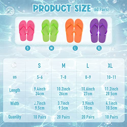 Yahenda 60 Pairs Bulk Flip Flops Arch Support, Wedding Slippers Flip Flop Sandals for Beach Men Women Pool Party 6 Colors2