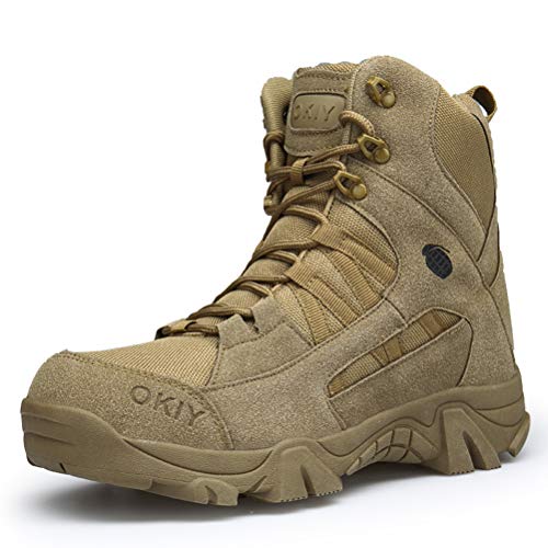 Dannto Herren Military Stiefel Tactical Arbeit Stiefel Army Stiefel Wanderstiefel Trekkingstiefel Atmungsaktive für Outdoor Camping Wandern Bergsteigen Wüsten Offroad Angeln Jagen (Dunkelbraun,43)