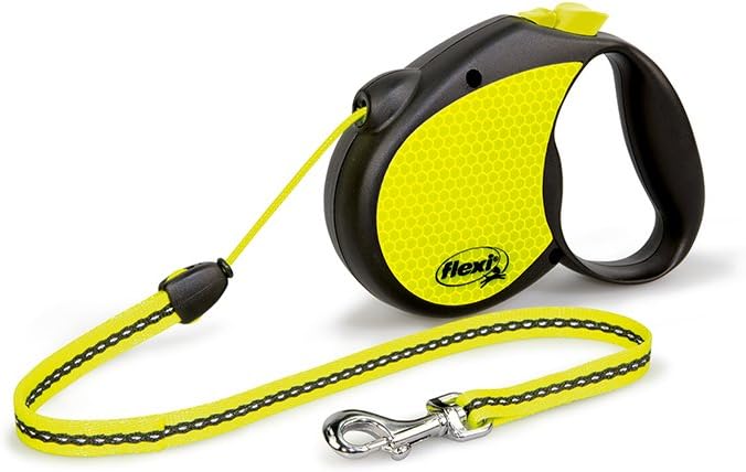 Neon Retractable Dog Leash (Cord) 16 ft, Medium, Black/Neon (PN2.266.S NEO.15)