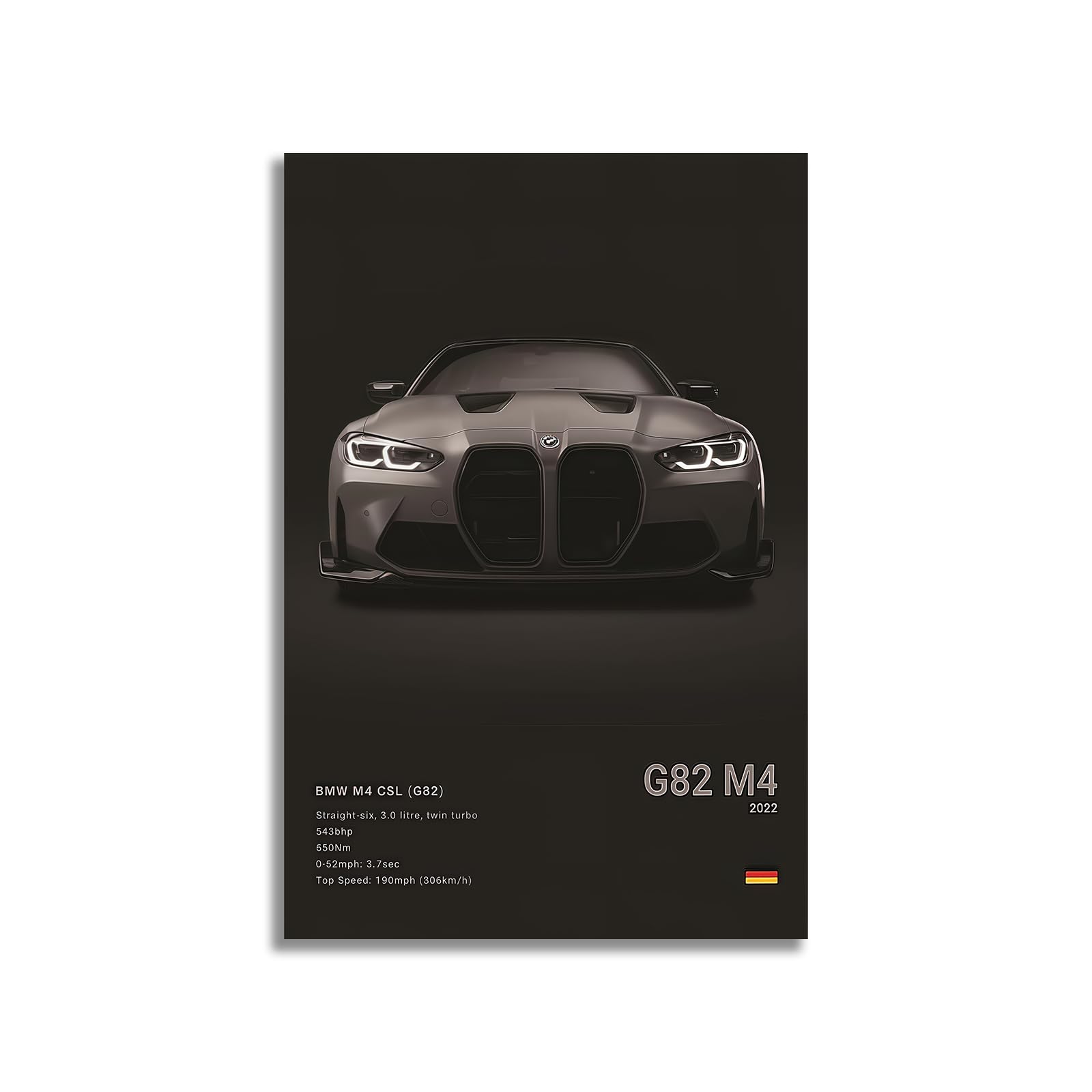M4 CSL Poster Wall Art, Car Enthusiast Decor, Automotive Canvas Print, Garage & Man Cave Wall Decor, Modern Sports Car Artwork, Framed or Unframed (Black CSL, 12L x 18W, Framed)