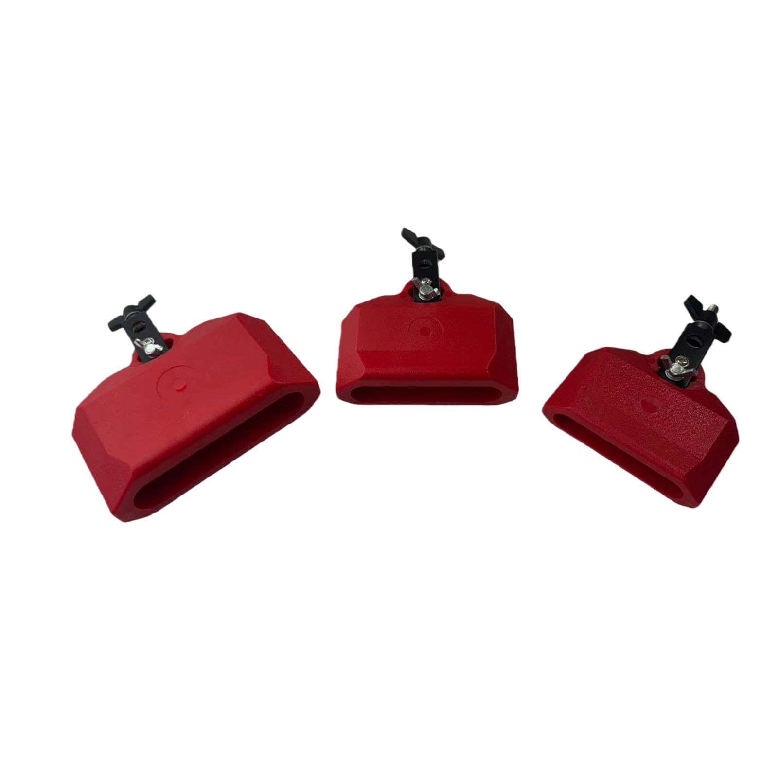 Set di Campanacci Da 4", 5" E 6" con Blocco di Percussioni Musicali con Supporto per Batteria, Esibizione in Festival, Rosso