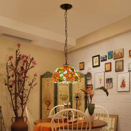 Lámpara colgante de vidrio vintage Mengjay E27 de 30cm estilo pastoral para comedor 3