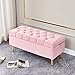 XZFDC Samt Storage Ottoman Bank,Taste Getuftet Fußstütze Sofahocker,Rechteckigen Flanell Polster Bett Ende Hocker,Brust Couchtisch Für Wohnzimmer Schlafzimmer-Rosa 60x40x45cm(24x16x18inch)