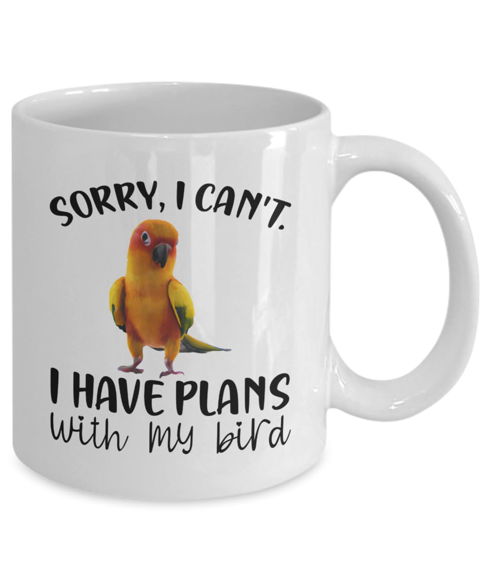 Sun Conure Tote Bag, Gifts for Women Her Mom Pet Parrot Parakeet, Sorry I Can't I Have Plans With My Bird, Funny Ceramic 11oz and 15oz Coffee or Tea Cup