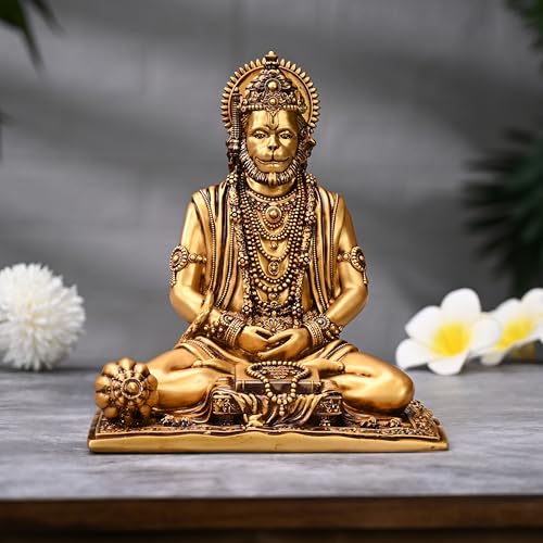Image of Artarium Hanuman Ji Murti Idol (7.5 Inch), Meditating Bajrangbali Statue for Home Temple & Office Decor, Resin Sankat Mochan Showpiece for Pooja, Meditation Room & Gifting