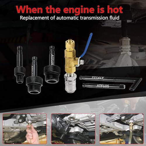 Image of altivox Automatic Transmission Fluid Oil Filling Filler Adapter 5PCS ATF Filler Adapters and Metal Dispenser with Shut Off Valve, Replacement for VW for Audi 09G 01J 722.9 CVT DSG ATF for Benz 722.9