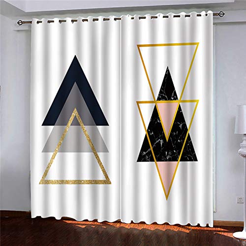 Rideaux occultants 3D triangle d'or 160x200cm OUSIKA pour chambre d'enfant